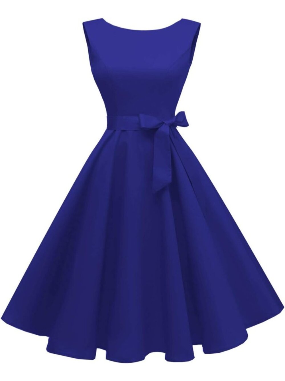 Women's Royal Blue Boat Neck Sleeveless Western Zipper Cocktail Maxi Dress